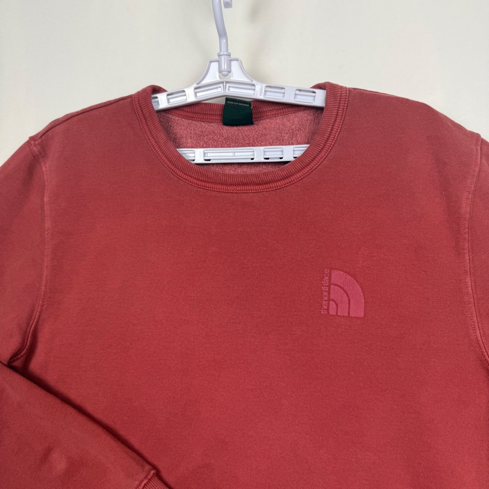 The North Face Mens Large Red Crewneck Fleece Lined Sweatshirt Tonal Logo